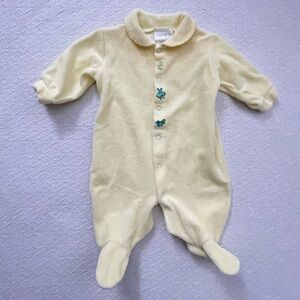 Carter's VTG Embroidered Tiny Little Bee Button Terrycloth Footie